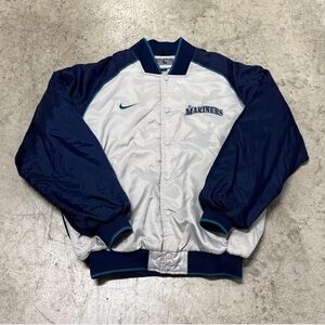 Nike Mariners Navy and White Bomber Jacket
